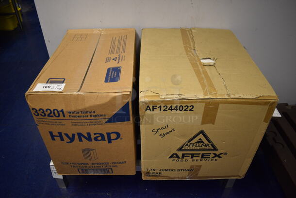 2 Boxes; HyNap Dispenser Napkins and Straws. 2 Times Your Bid! - Image 1 of 3
