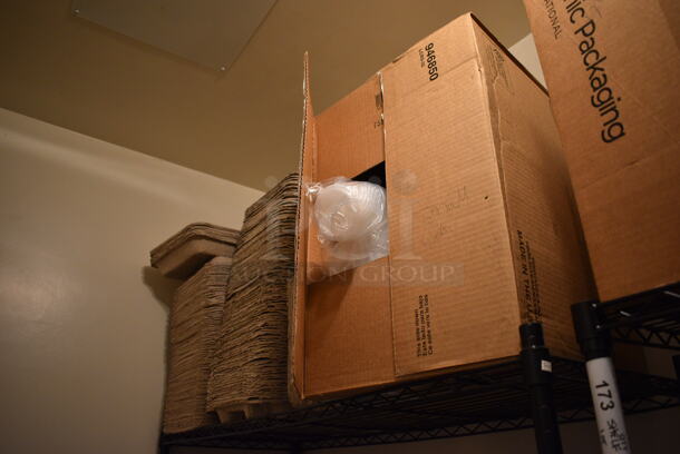 ALL ONE MONEY! Lot of Black 4 Tier Metro Style Shelving Unit w/ Contents! 48x18x74. BUYER MUST DISMANTLE. PCI CANNOT  DISMANTLE FOR SHIPPING. PLEASE CONSIDER FREIGHT CHARGES. - Image 5 of 5