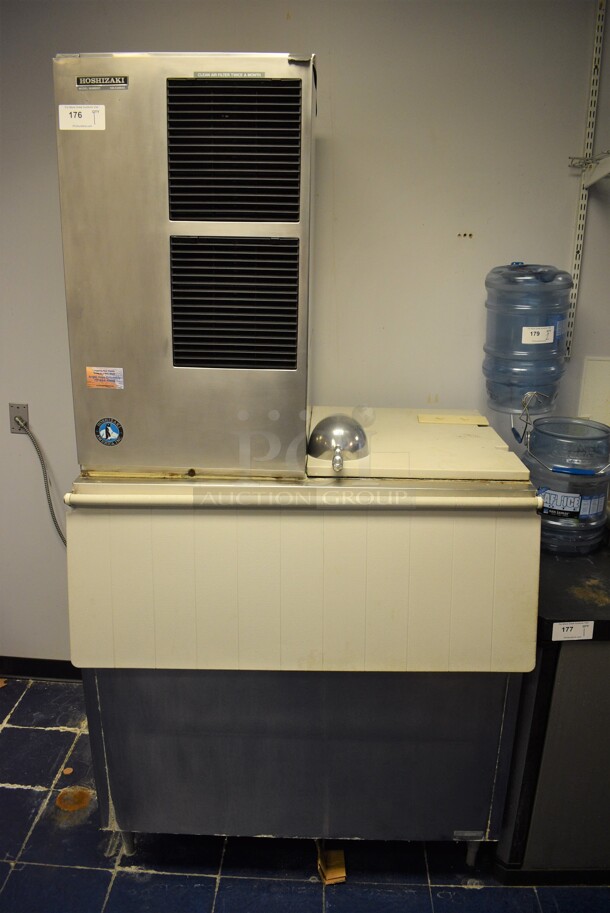BEAUTIFUL! Hoshizaki Model KM-630MAE Stainless Steel Commercial Air Cooled Ice Machine Head on Metal Commercial Ice Bin. 208-230 Volts, 1 Phase. 35x44x85. BUYER MUST REMOVE. Tested and Working! - Image 1 of 7