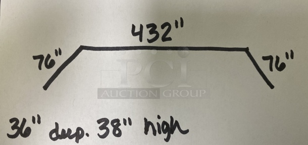 Serving Counter w/ Gray Doors, White Countertop and 16 Rear In Counter Cup Dispensers. Approximately 450" Wide See Picture For Dimensions. BUYER MUST REMOVE - Image 10 of 10