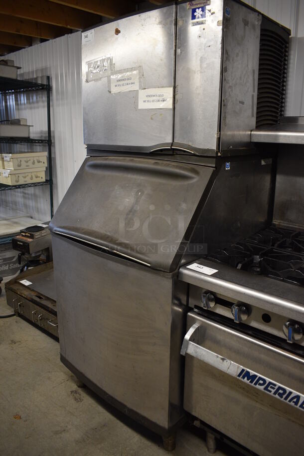 GREAT! Manitowoc Model SY0454A Stainless Steel Commercial Air Cooled Ice Head on Manitowoc Model B57S Stainless Steel Ice Bin. 115 Volts, 1 Phase. 30x33x72 - Image 1 of 7