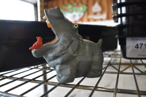 4 Decorative Hippo Figurines w/ Free Bird Food Logo. 4x2.5x4. 4 Times Your Bid!