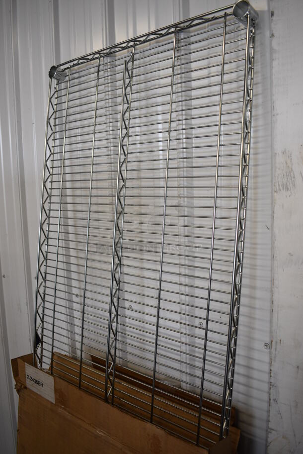 BRAND NEW IN BOX! 2 Chrome Finish Metro Style Shelves! 36x24x1.5 - Image 1 of 3