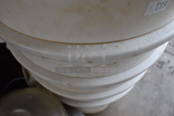7 White Poly Trash Cans w/ 7 Lids. 16x18x17. 7 Times Your Bid! - Image 5 of 5