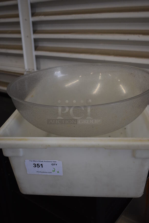 2 Various Poly Items; Bowl and Bin. Includes 18x26x8. 2 Times Your Bid!