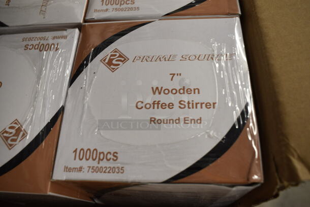 NEVER OPENED! 10 Boxes Prime Source 7" Wooden Coffee Stirrers. 1000pcs per box. 10x Your Bid! - Image 2 of 4