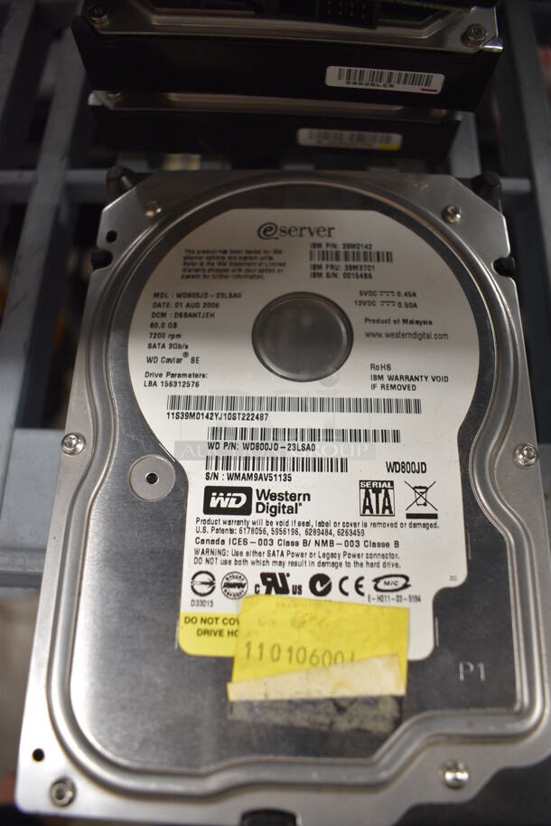 5 Hard Drives; Seagate 40gb, Seagate 500gb, Western Digital 40gb, Western Digital 500gb, and Western Digital 80gb. 4x5.5x1. 5x Your Bid - Image 8 of 8