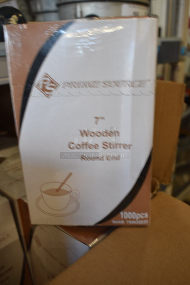 NEVER OPENED! 10 Boxes Prime Source 7" Wooden Coffee Stirrers. 1000pcs per box. 10x Your Bid! - Image 3 of 4