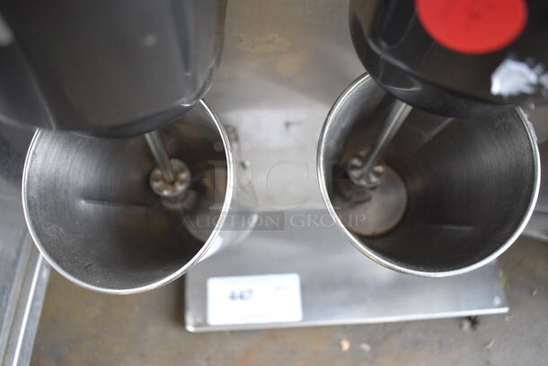 NICE! Waring Stainless Steel Commercial Countertop 3 Head Milkshake Mixer w/ 3 Stainless Steel Cups. 14.5x7.5x20. Tested and Working! - Image 5 of 7