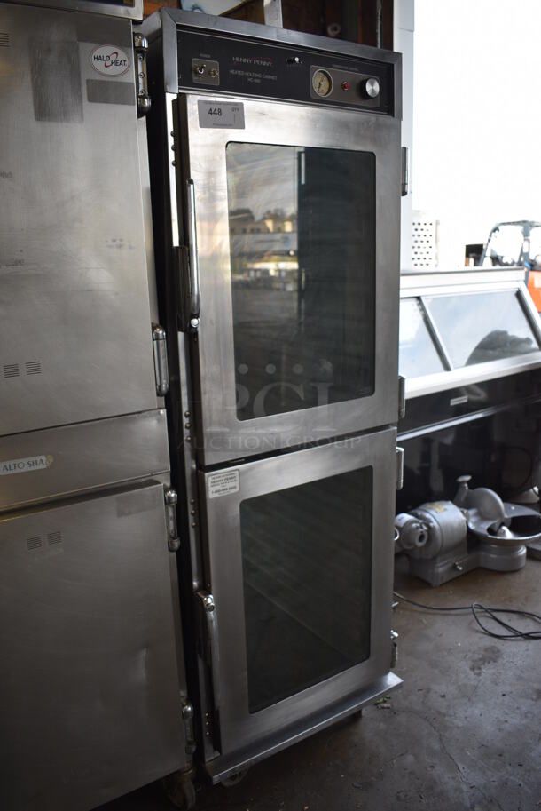 NICE! Henny Penny Model HC-900 Stainless Steel Commercial 2 Half Size View Through Door Warming Cabinet on Commercial Casters. 120 Volts, 1 Phase. 24.5x31.5x71.5. Cannot Test Due To Plug Style - Image 2 of 7