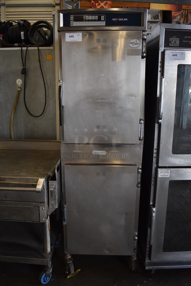 AWESOME! 2012 Alto Shaam Model 1200-TH/III Stainless Steel Commercial Holding Cabinet w/ 2 Half Size Doors on Commercial Casters. 208-240 Volts, 1 Phase. 22x30x75 - Image 1 of 7