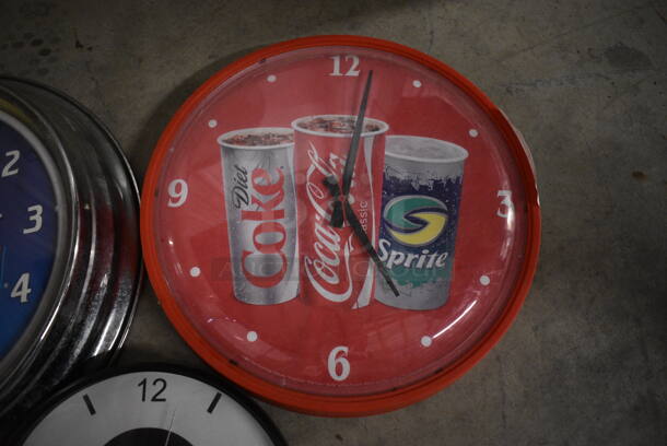 3 Various Clocks; Pepsi, Diet Coke / Coke / Sprite and Ettline. Includes 17x3x17. 3 Times Your Bid! - Image 3 of 5