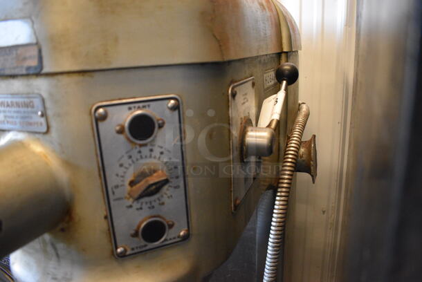 Hobart Model L800 Commercial Floor Style 80 Quart Mixer w/Stainless Steel Mixing Bowl and Dough Hook, Whisk, and Beater Paddle Attachments. Planetary Drive Shaft Needs Repaired. 220 Volt, 3 Phase. 29x41x56. - Image 3 of 11