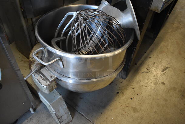 Hobart Model L800 Commercial Floor Style 80 Quart Mixer w/Stainless Steel Mixing Bowl and Dough Hook, Whisk, and Beater Paddle Attachments. Planetary Drive Shaft Needs Repaired. 220 Volt, 3 Phase. 29x41x56. - Image 11 of 11