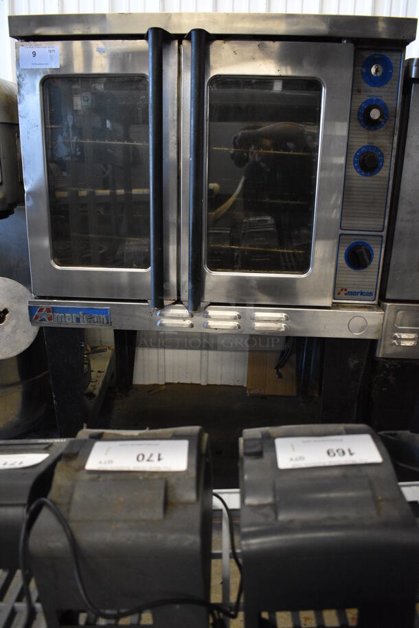 SPLENDID! American Single Deck Stainless Steel Commercial Full Size Convection Oven w/View Through Doors, Metal Oven Racks and Thermostatic Controls on Metal Legs. 29x41x56 - Image 1 of 8