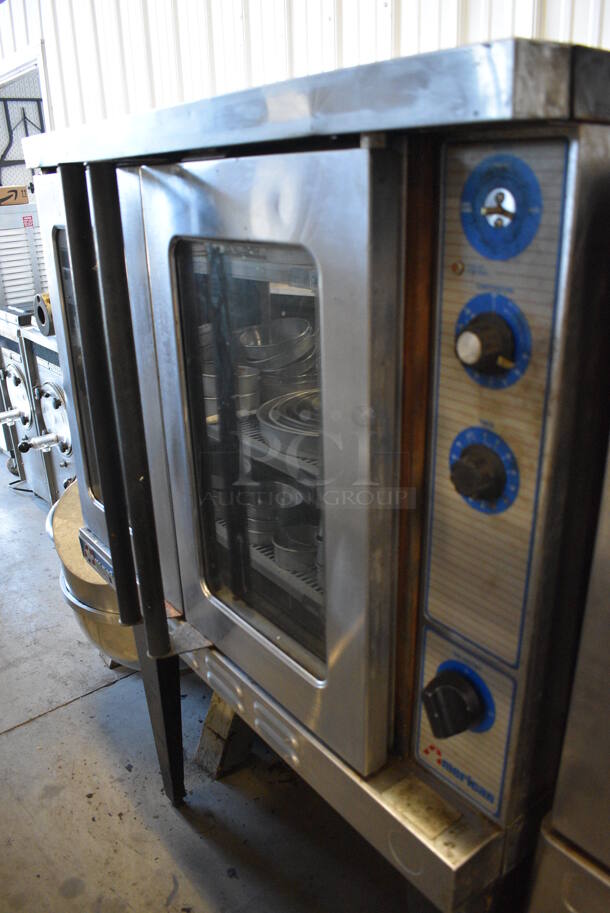 SPLENDID! American Single Deck Stainless Steel Commercial Full Size Convection Oven w/View Through Doors, Metal Oven Racks and Thermostatic Controls on Metal Legs. 29x41x56 - Image 3 of 8