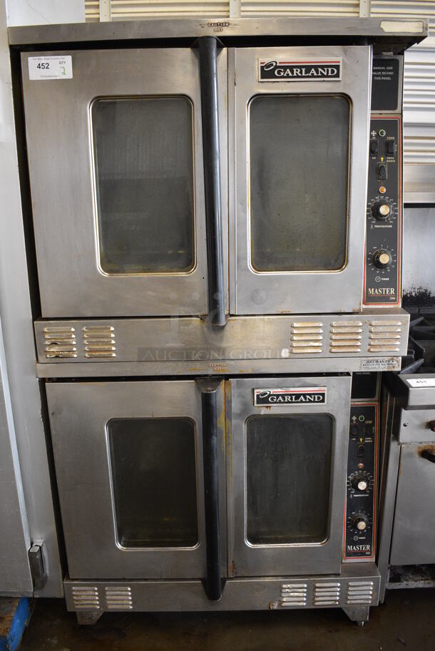 2 BEAUTIFUL! Garland Master 200 Stainless Steel Commercial Full Size Convection Ovens w/ View Through Doors, Metal Oven Racks and Thermostatic Controls. 38x42x70.5. 2 Times Your Bid!