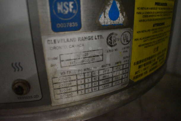 WOW! Cleveland Model KEL-25 Stainless Steel Commercial Floor Style 25 Gallon Kettle. 200-240 Volts, 1/3 Phase. 36x26x40. Tested and Working! - Image 7 of 10
