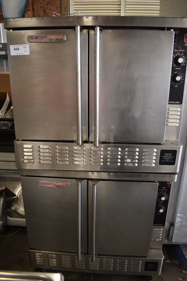 2 AWESOME! Blodgett Zephaire Stainless Steel Commercial Full Size Convection Ovens w/ Solid Doors, Metal Oven Racks and Thermostatic Controls on Commercial Casters. 38x40x68. 2 Times Your Bid! - Image 1 of 8