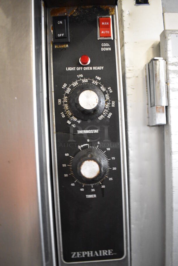 2 AWESOME! Blodgett Zephaire Stainless Steel Commercial Full Size Convection Ovens w/ Solid Doors, Metal Oven Racks and Thermostatic Controls on Commercial Casters. 38x40x68. 2 Times Your Bid! - Image 4 of 8