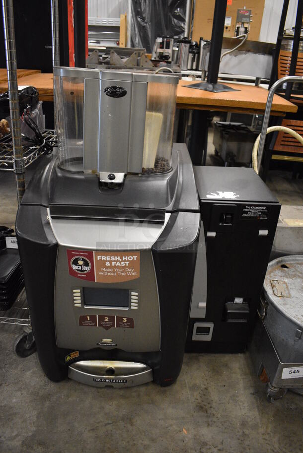 WOW! 2008 VKI Model ECCELLENZA CAFE Metal Commercial Countertop Coffee Machine w/ VKI Coin Bill Acceptor. 120 Volts, 1 Phase. 30x25x40