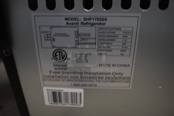 IN ORIGINAL BOX! Avanti Model SHP1702SS Mini Refrigerator. 17x19x21. Tested and Does Not Power On - Image 5 of 10