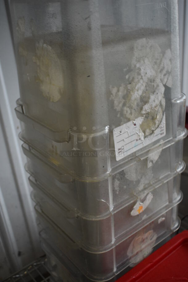 8 Clear Poly Containers w/ 1 Red Lid. 8.5x8.5x7, 8.5x8.5x9. 8 Times Your Bid! - Image 2 of 5