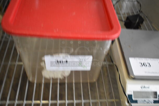 8 Clear Poly Containers w/ 1 Red Lid. 8.5x8.5x7, 8.5x8.5x9. 8 Times Your Bid! - Image 3 of 5