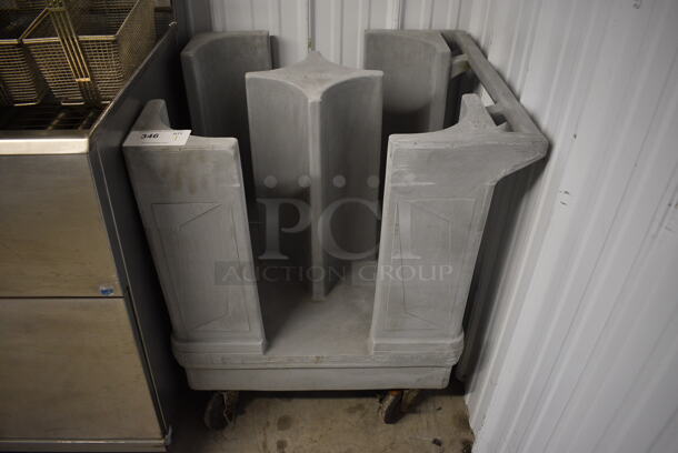 Gray Poly Dish Caddie Cart on Commercial Casters. 27x24x31