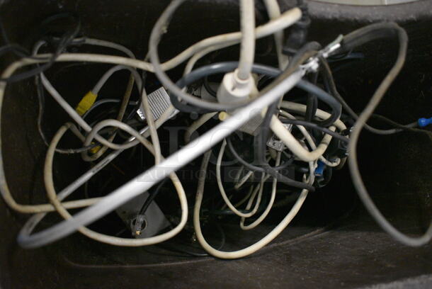 ALL ONE MONEY! Brown Poly Trash Can w/Various Wires and Cables. 20x11x30 - Image 3 of 4