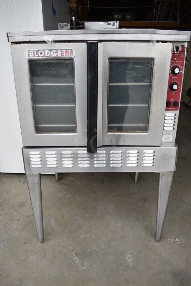 FANTASTIC! Blodgett Stainless Steel Commercial Electric Powered Full Size Convection Oven w/ View Through Doors, Metal Oven Racks and Thermostatic Controls on Metal Legs. 38x40x57