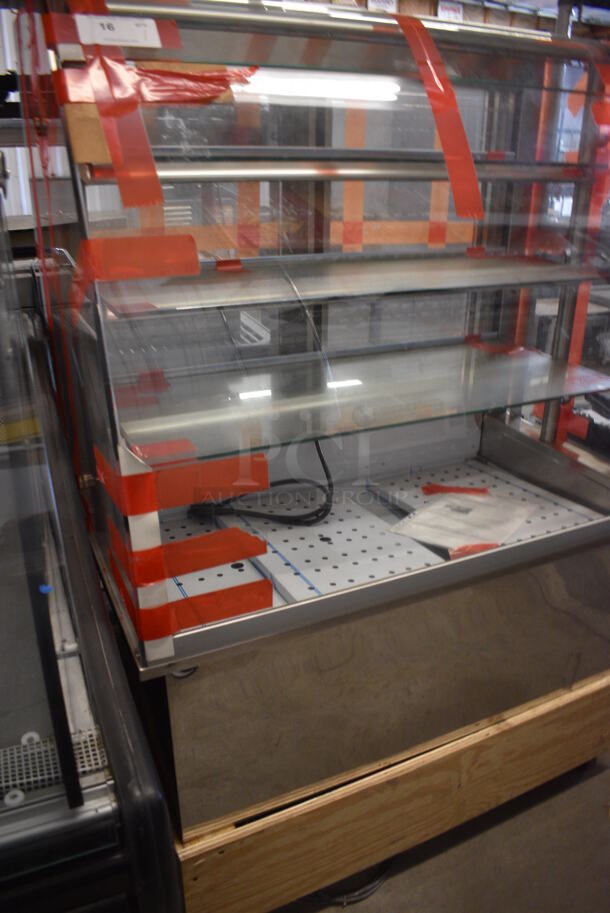 BRAND NEW! Vienna Model VICD3-34-R-CV-SC Commercial Stainless Steel 3 Tier Refrigerated Display Case w/Flip Doors on Commercial Casters. 115-208/230 Volt, 1 Phase. 44x27x61 - Image 2 of 10