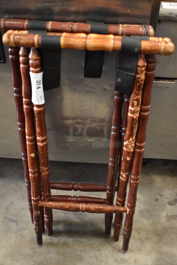 2 Wood Pattern Serving Tray Stands. 18x15x31. 2 Times Your Bid!