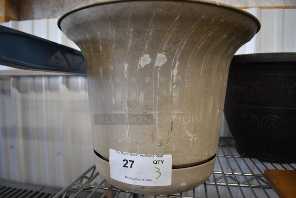 3 Ceramic Decorative Planter Pots. 14.5x14.5x11. 3x Your Bid!