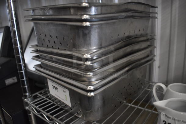 8 Stainless Steel 1/2 Size Perforated Drop In Bins. 1/2x4. 8 Times Your Bid! - Image 3 of 4