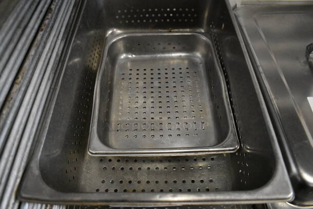 2 Stainless Steel Perforated Drop In Bins. 1/2x2, 1/1x6. 2 Times Your Bid! - Image 2 of 4