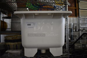 White Poly Single Bay Sink. 18x23x15. Legs 22"