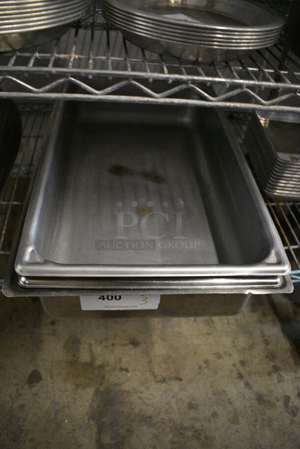 3 Stainless Steel Full Size Drop In Bins. 1/1x4. 3 Times Your Bid!