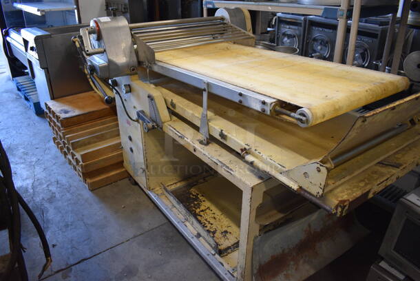 FANTASTIC! Rondo Seewer Model SOLO D Commercial Metal Electric Powered Floor Style Reversible Dough Sheeter w/ Bread Boards. 103x43x47 - Image 2 of 11