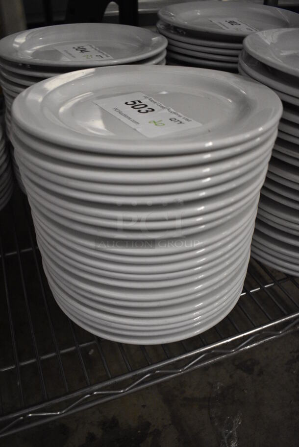 20 White Ceramic Plates. 9x9x1. 20 Times Your Bid!