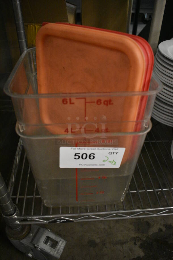 2 Clear Poly Bins w/ 3 Poly Lids. 8.5x8.5x8.5, 8.5x8.5x7. 2 Times Your Bid! - Image 1 of 4