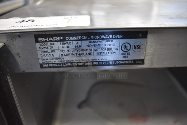 Sharp Model R-21LTF Commercial Microwave Oven. 20.5x16x11 - Image 6 of 7