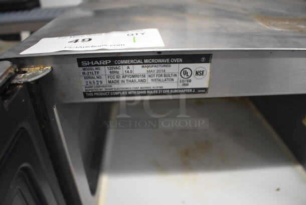 Sharp Model R-21LTF Commercial Microwave Oven. 20.5x16x11 - Image 7 of 7