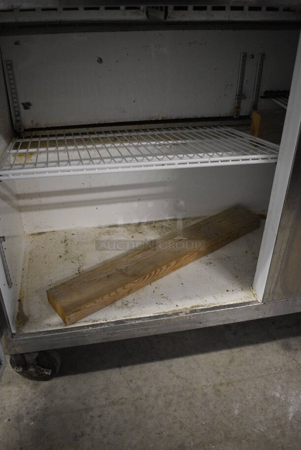 GREAT! Stainless Steel Commercial Sandwich Salad Prep Table Bain Marie Mega Top on Commercial Casters. 115 Volts, 1 Phase. 60x35x47. Tested and Powers On But Does Not Get Cold - Image 5 of 8