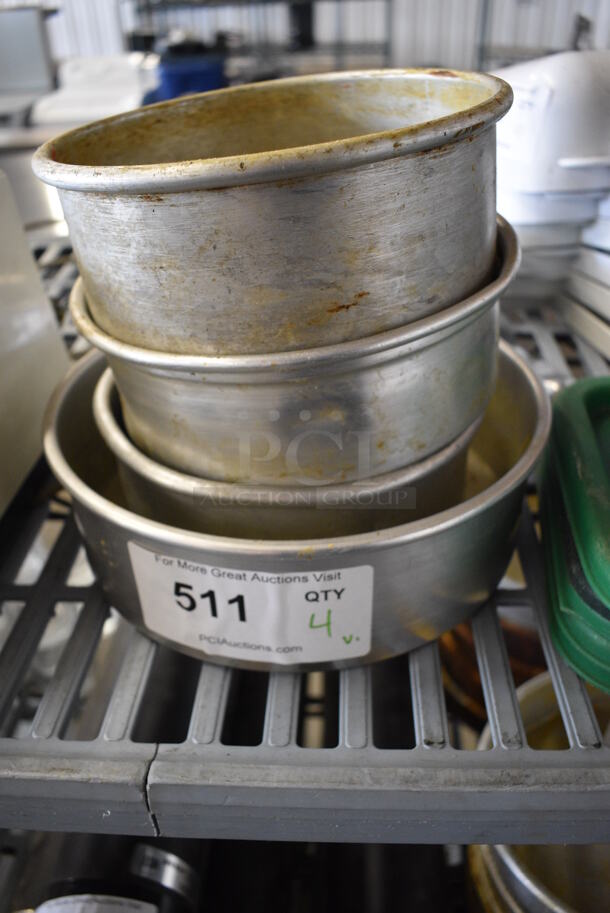 4 Various Metal Round Baking Pans. Includes 7.5x7.5x3. 4 Times Your Bid! - Image 1 of 4