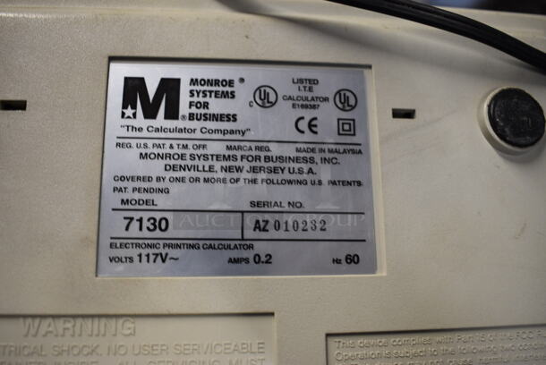 3 Monroe 7130 Printing Calculators. 9x15x3.5. 3x Your Bid! - Image 6 of 6