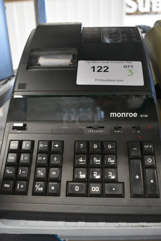 3 Monroe 8130 Electronic Printing Calculators. 9x15x3.5. 3x Your Bid!
