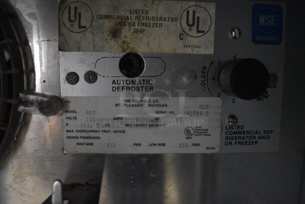 NICE! Delfield Model 407 Stainless Steel Commercial Single Door Undercounter Freezer on Commercial Casters. 115 Volts, 1 Phase. 27x28.5x32. Tested and Powers On But Temps at 38 Degrees - Image 6 of 7