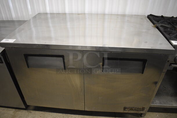GREAT! 2009 True Model TUC-48 Stainless Steel Commercial 2 Door Undercounter Cooler on Commercial Casters. 115 Volts, 1 Phase. 48.5x30x36. Tested and Working! - Image 1 of 7