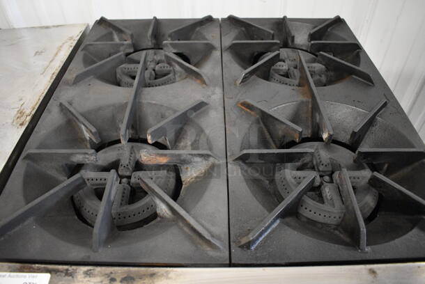 NICE! Stainless Steel Commercial Floor Style 4 Burner Range w/ Undershelf. 24x27x36 - Image 4 of 6
